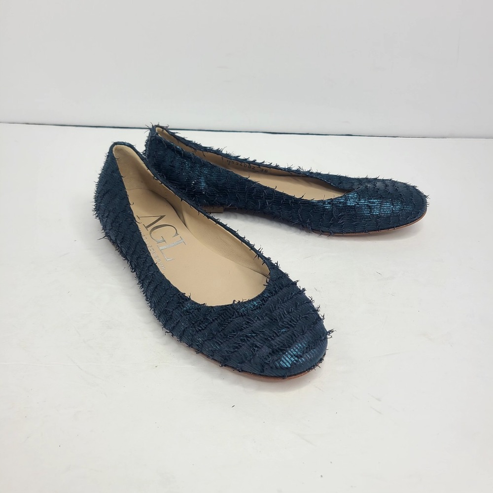 AGL Attilio Giusti Leombruni Womens Navy Blue Fringe Ballet Flats Shoes Sz EU 36
